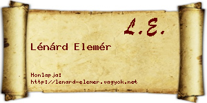 Lénárd Elemér névjegykártya